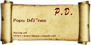 Popu Dénes névjegykártya