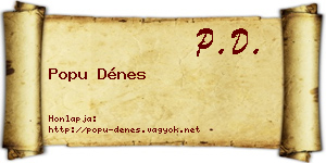 Popu Dénes névjegykártya